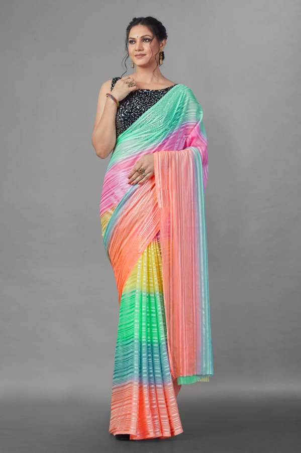 S Multy Sequence Fancy Wear Weightless Satin Saree Collection
